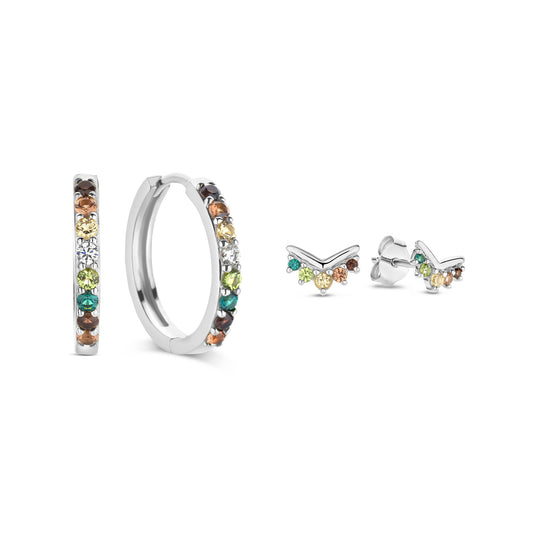 Sorprendimi 925 sterling silver earrings set with coloured zirconia stones