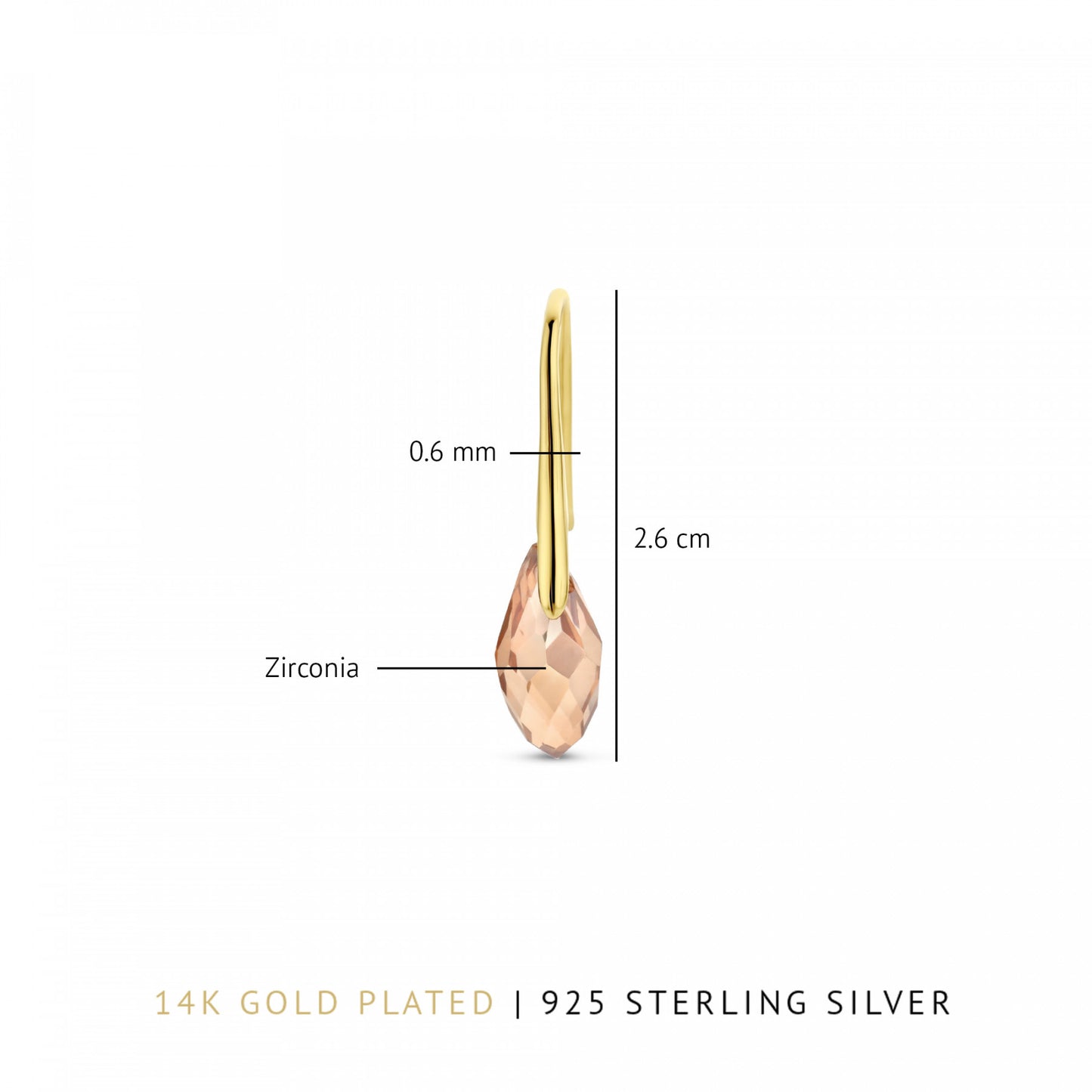 Sorprendimi 925 sterling sølv guldbelagte halskæde og øreringe gavesæt med 14 karat guldplettering