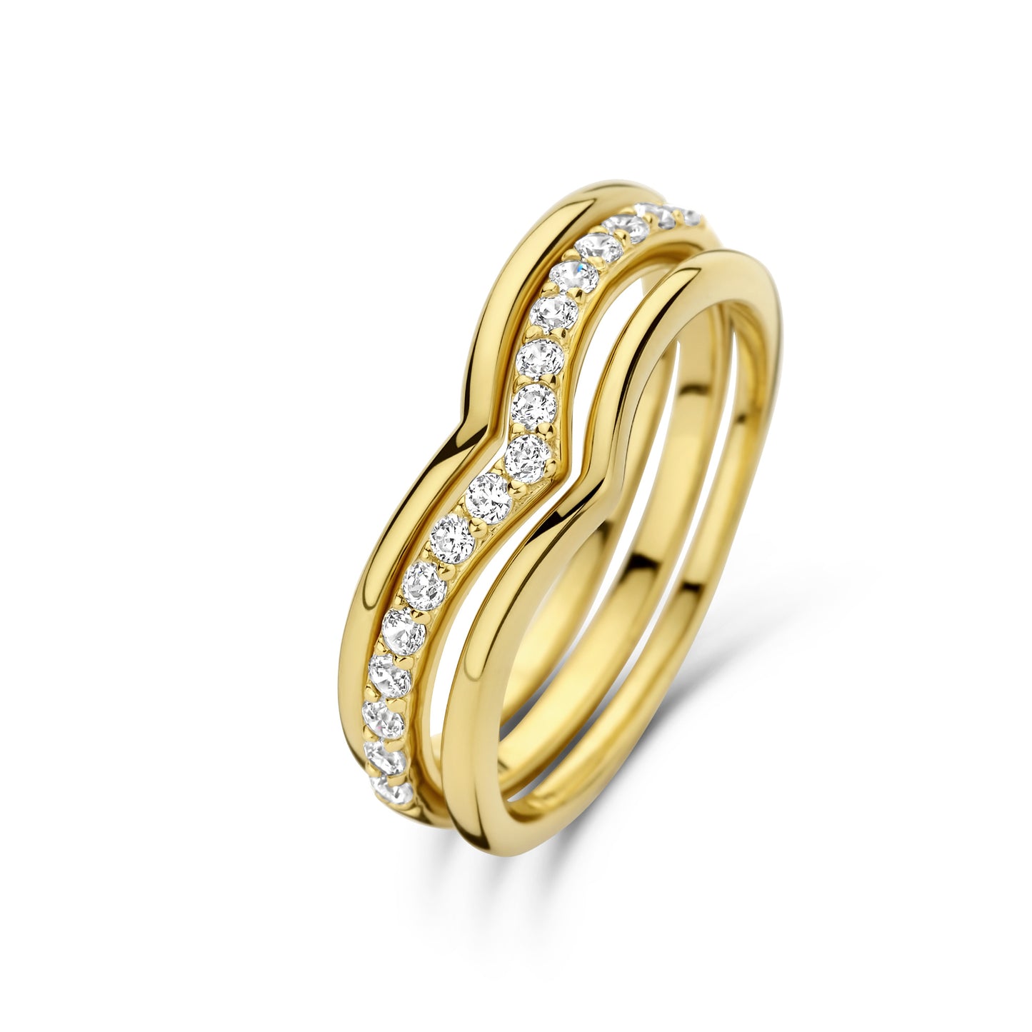 Santa Maria della Base 925 sterling silver gold plated rings with zirconia stones - Parte di Me