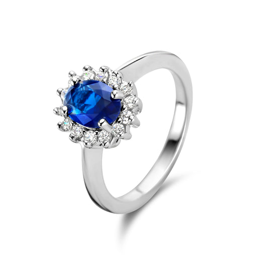 Mia Colore Azure 925 sterling zilveren ring met blauwe zirkonia steen